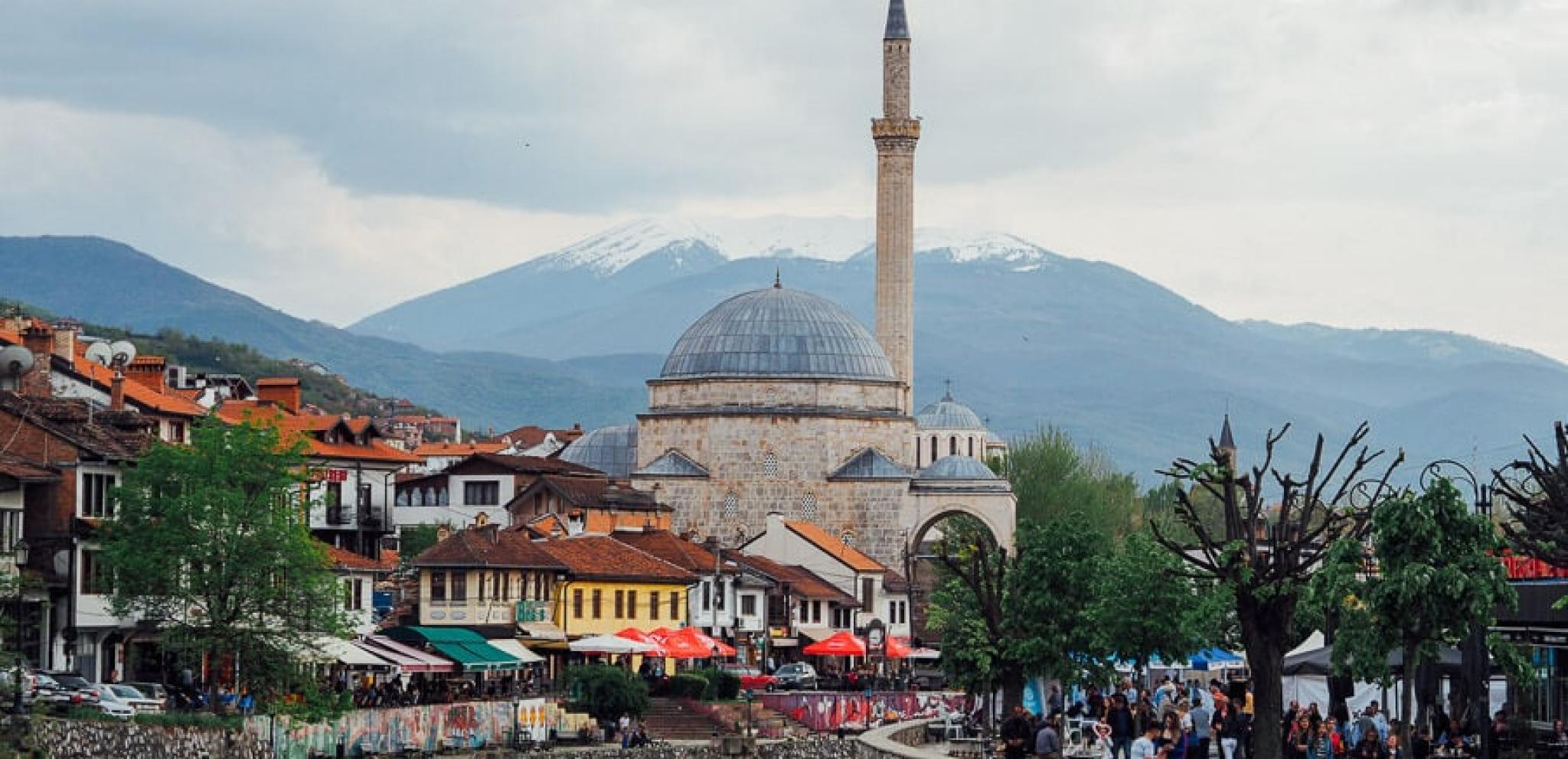 Prizren waterfront and the Bistrica River.
