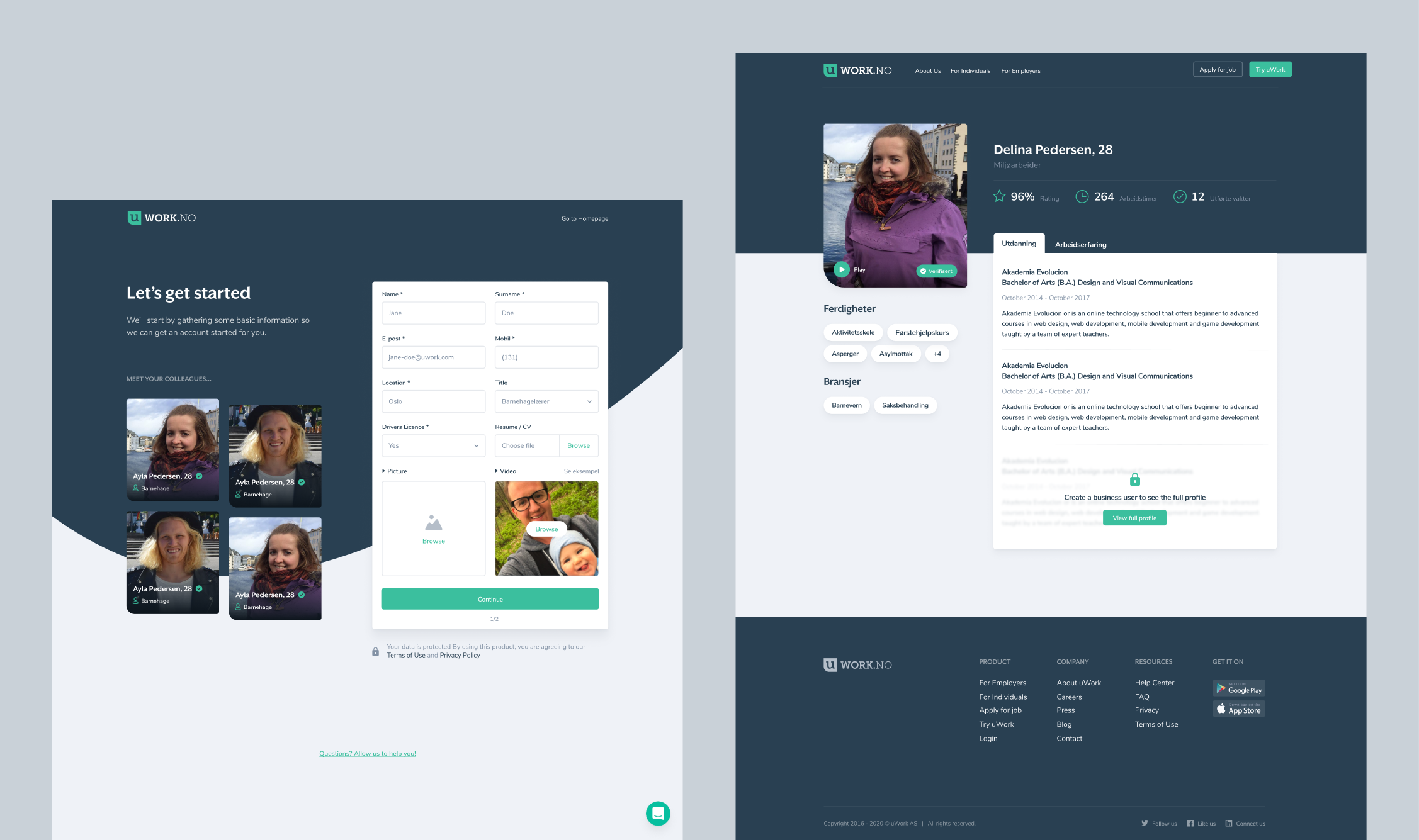 Register and Profile Page