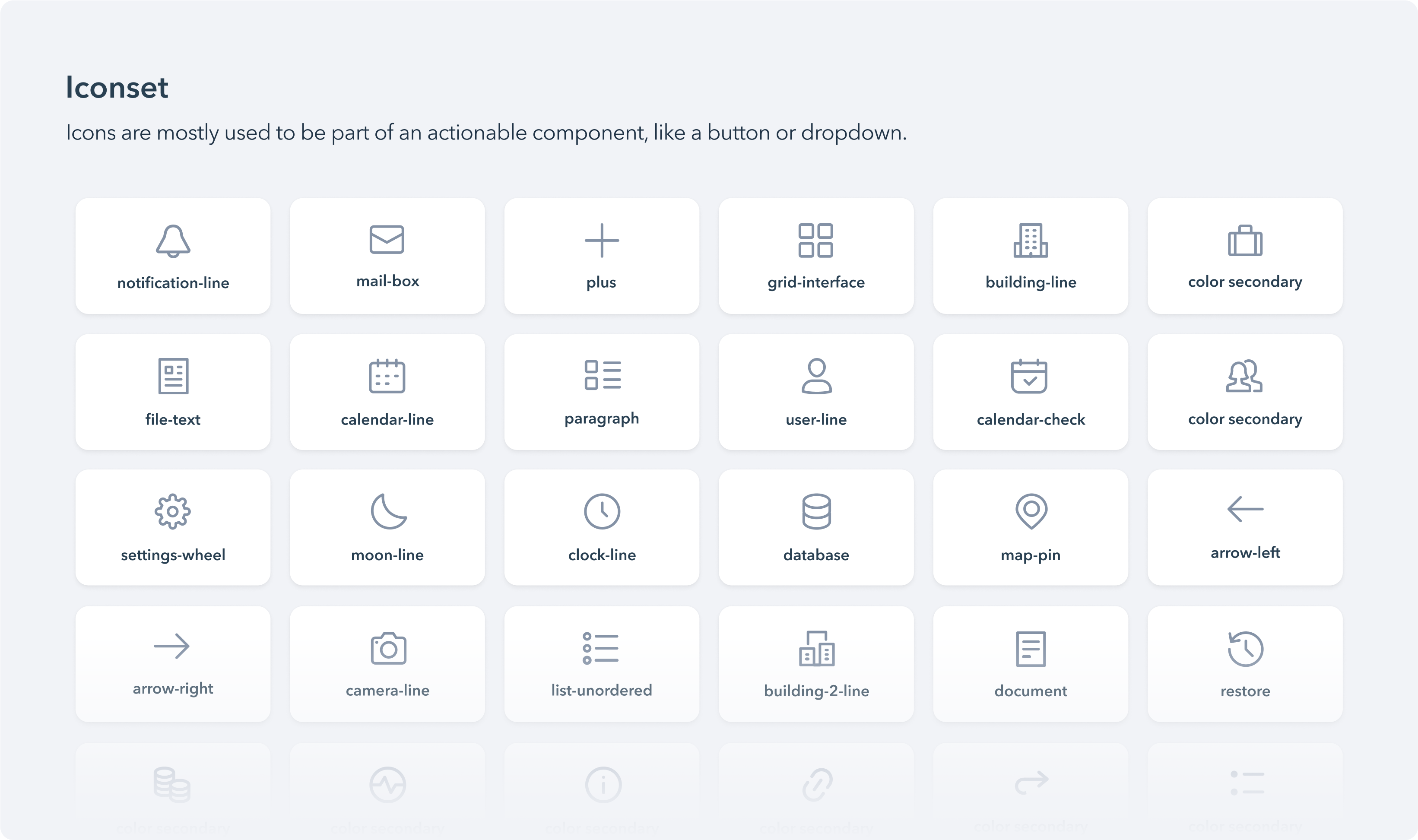 The iconset that has been used for visual representations of commands, devices, directories, or common actions.