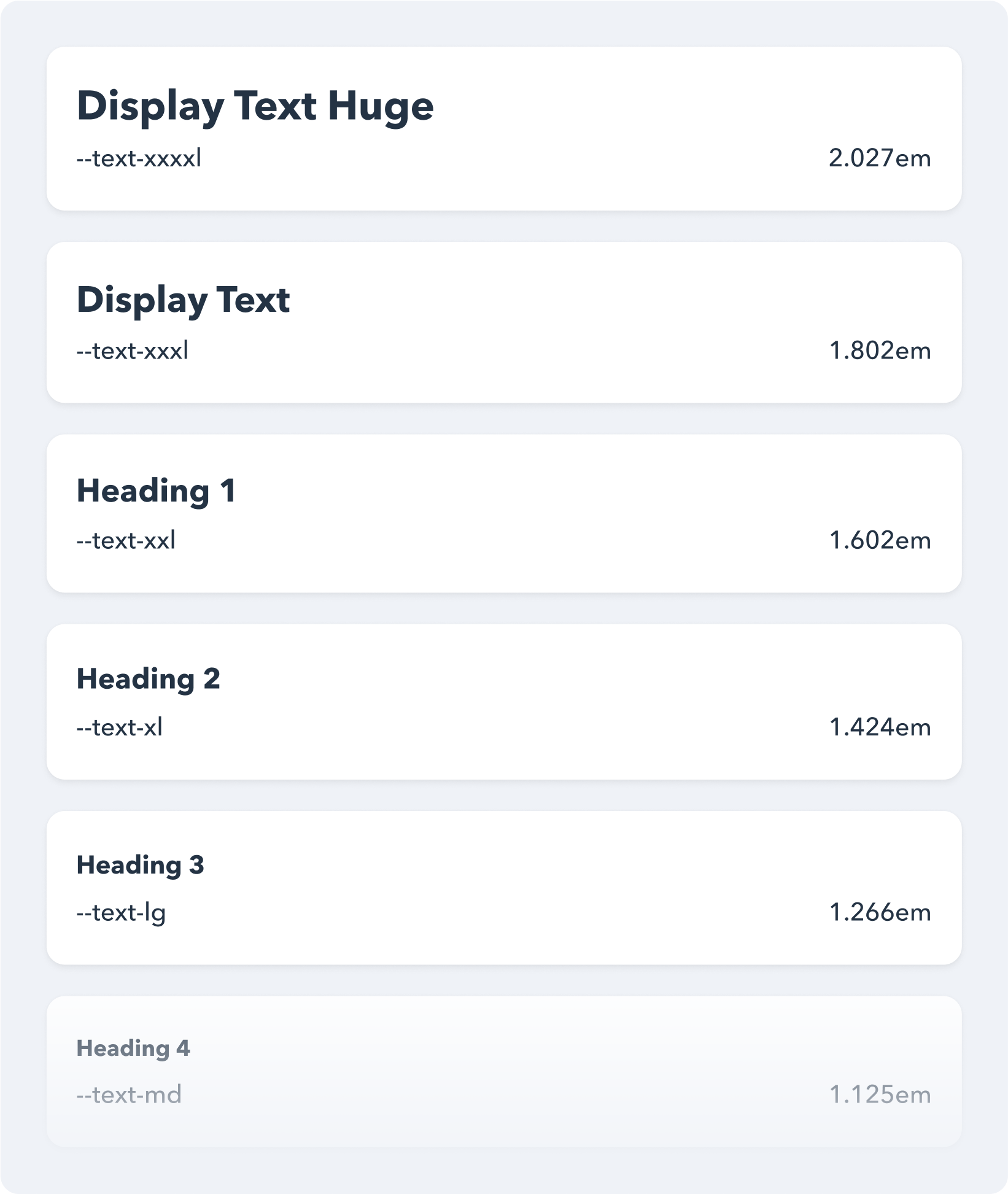 Major Second (1.125) is the low-contrast type scale that has been chosen for this project.